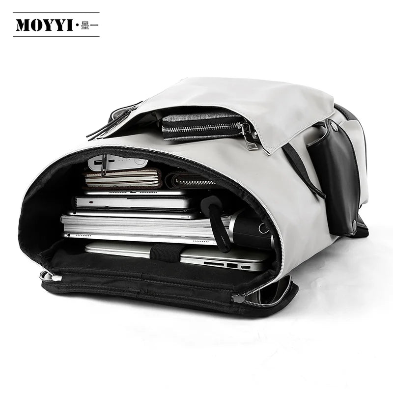 MOYYI Mochila Vegan Leather Dayback Teen Bookbags Laptop Bags for Men Backpacks