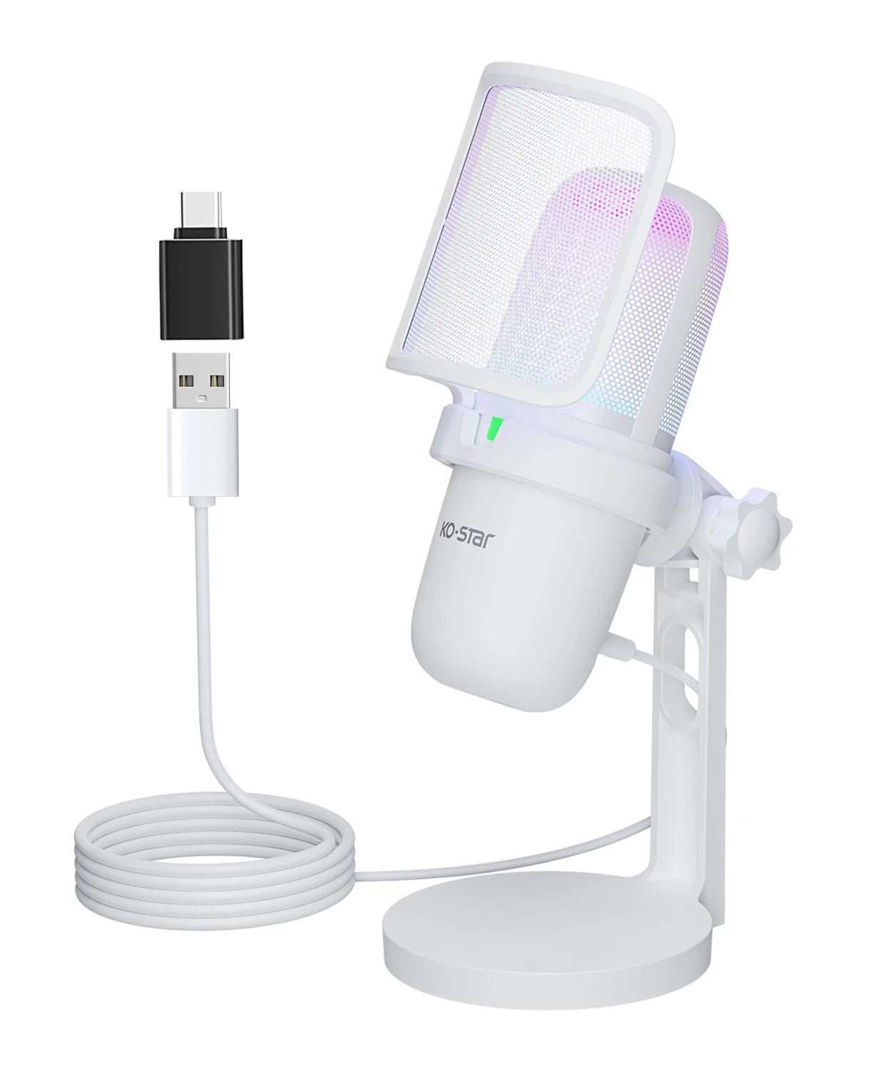 Portable RGB Light Studio Microphone for Gaming Live Stream Video Recording PC & Mobile Phone