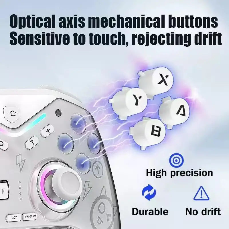 2025 New Game Joystick Controller for Switch Gamepad Double Shock Vibration Game Controller RGB Lights for Switch Pc Wireless