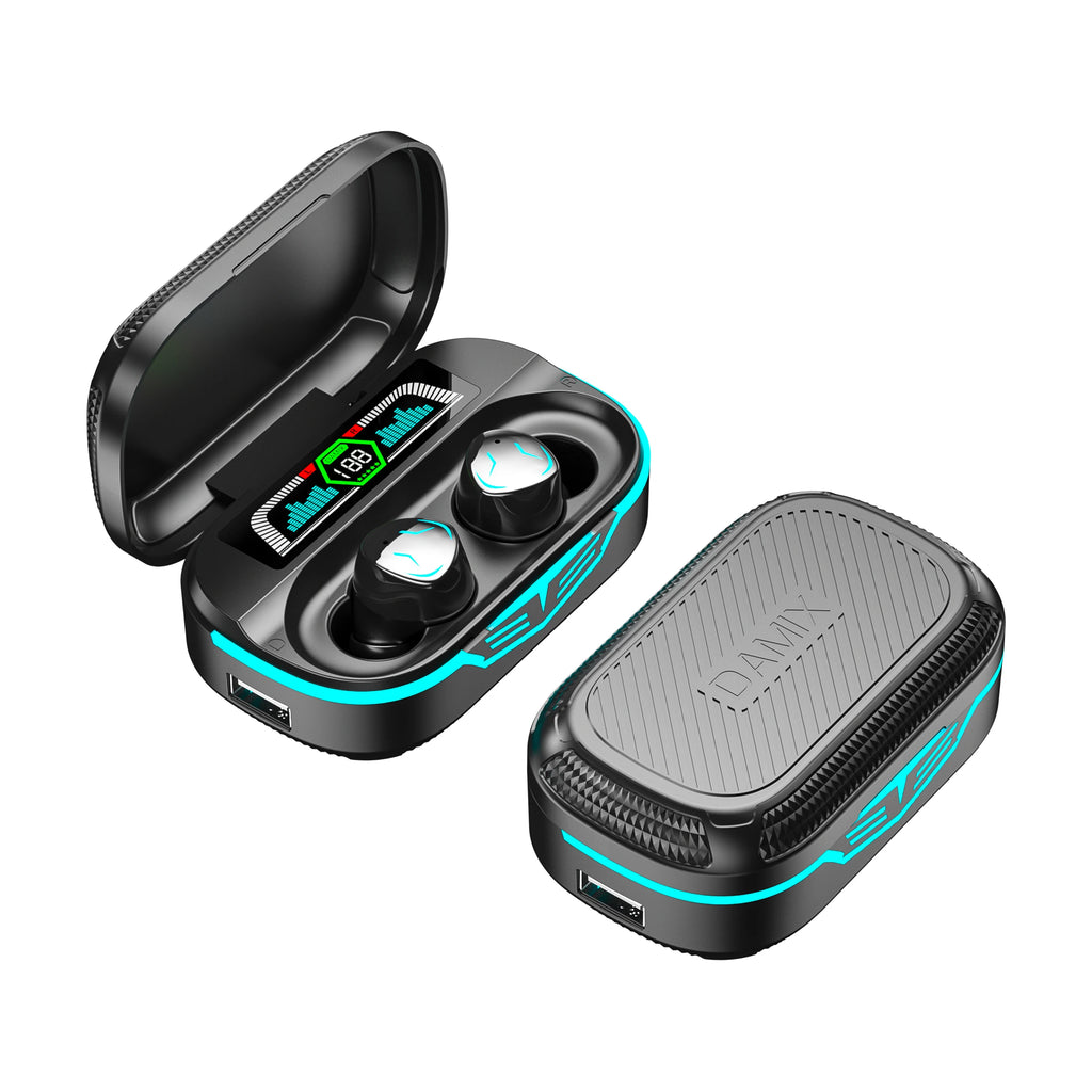 GQ-10 Sports Wireless Gaming Earphones Light Digital Display Headset Stereo HiFi In-Ear TWS Earbuds with Power Bank