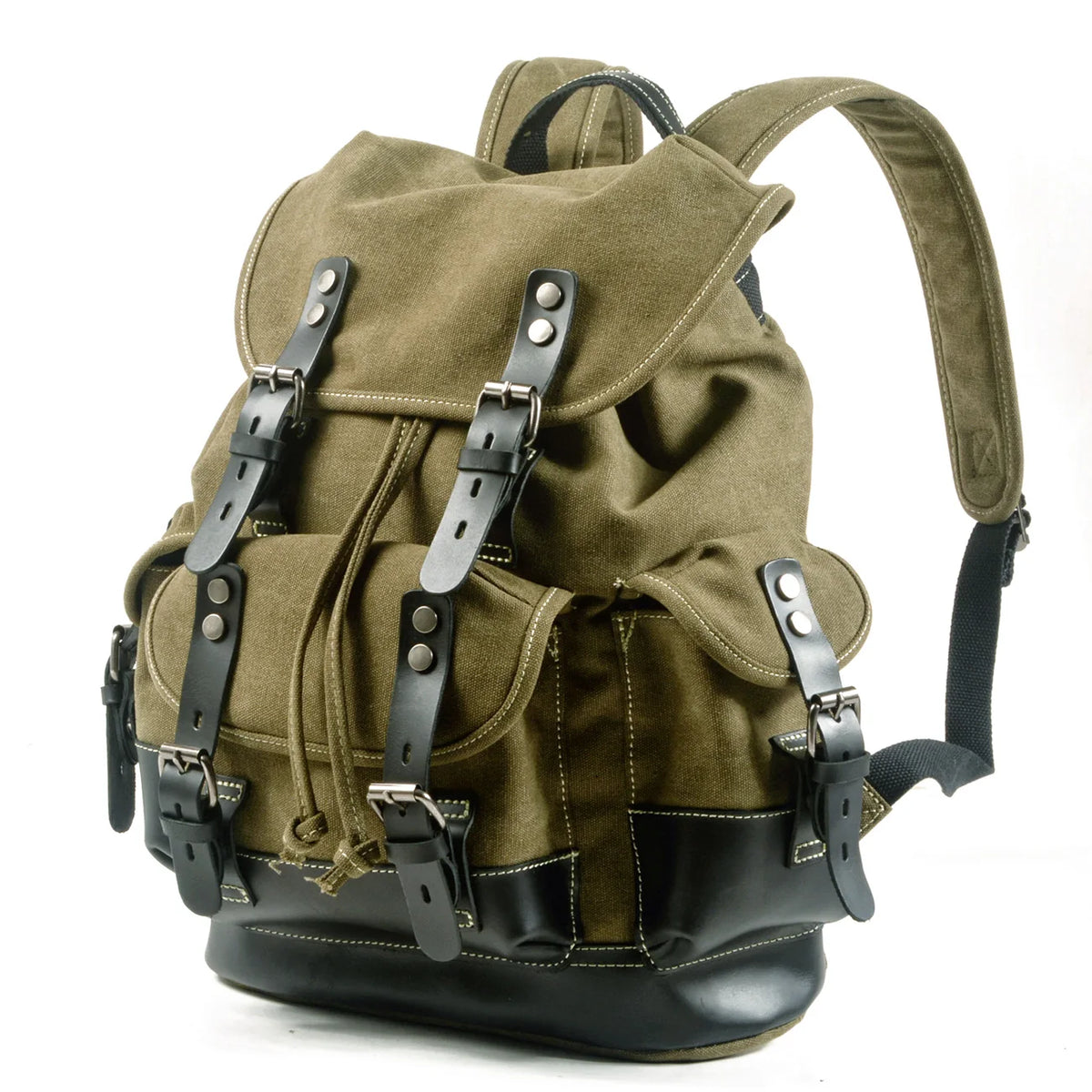 High Quality Mens Leather Travel Bag Waterproof Canvas Mountaineering Backpack Large Capacity Backpack Men Rucksack
