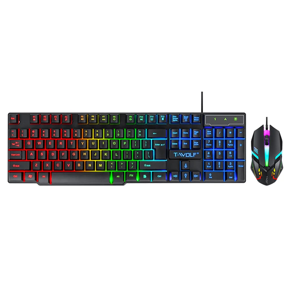 TF800 Four-piece Gaming 104 Keys Keyboard 4-color Breathing Light Mouse Gaming Headset Anti-slip Mouse Pad