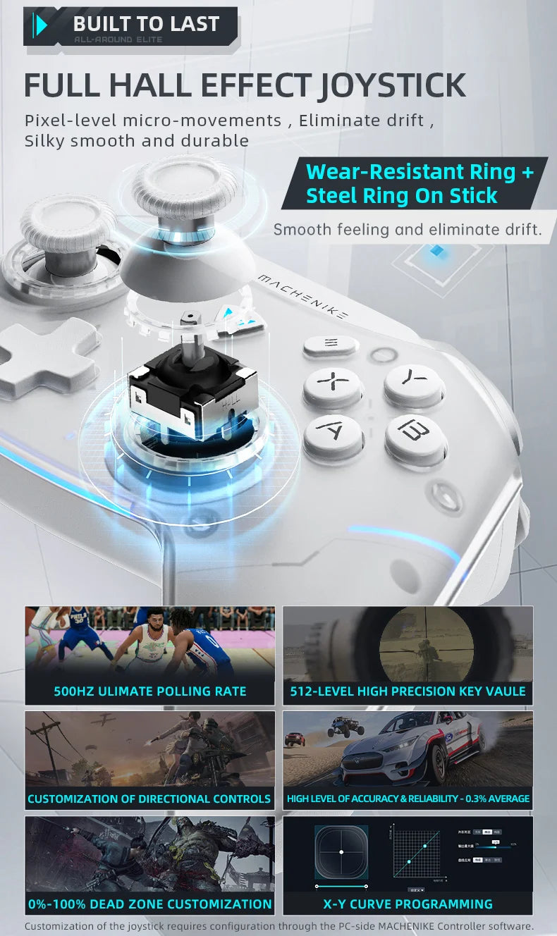 Machenike G5 Pro Hall-effect Gamepad Controller BT Wireless Wired Dual Modes Joysticks Controls for Switch Consoles/PC/TV