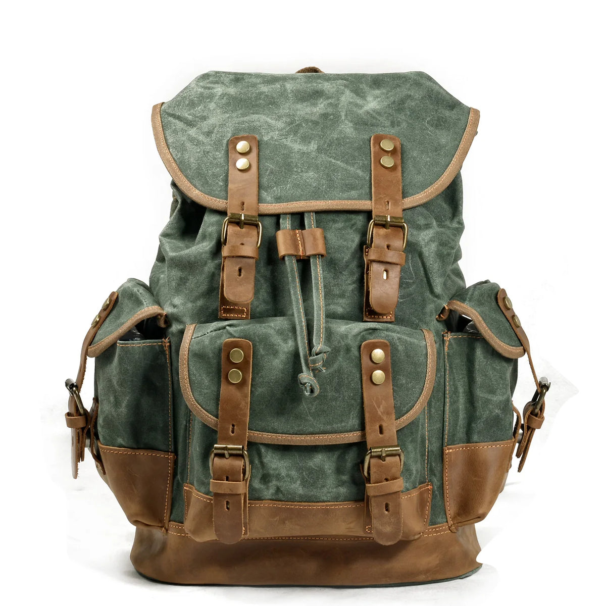 High Quality Mens Leather Travel Bag Waterproof Canvas Mountaineering Backpack Large Capacity Backpack Men Rucksack