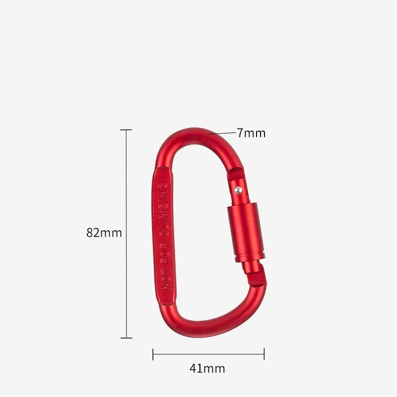 High Quality 8# Aluminum Alloy D-Shaped Carabiner Spring Snap Hook Keychain Clip Screw Locking for Outdoor Tours Camping Hiking