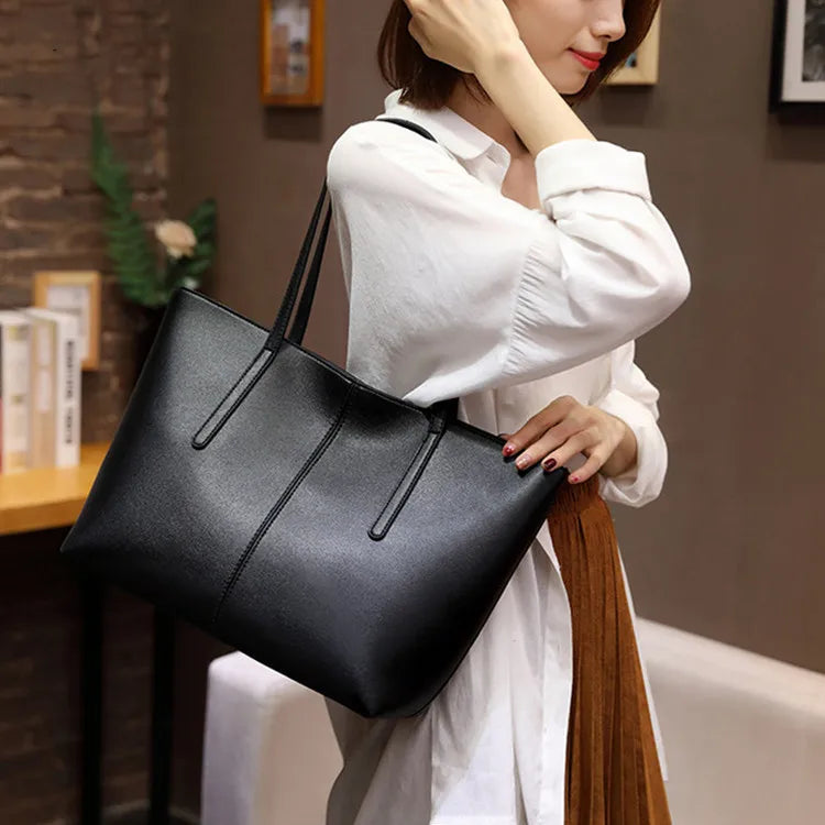 Hot Selling Good Quality Cheap Price Black Handbag Wholesale Designer Purse Luxury Large Capacity Pu Leather Tote Bags for Women