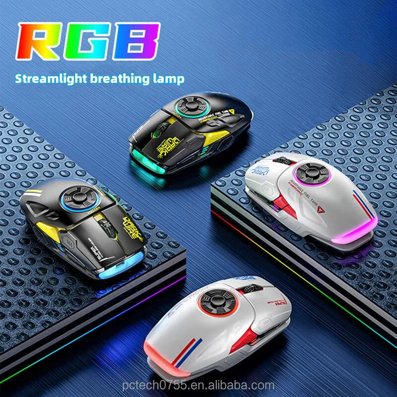 Hot Sale 2.4G Wireless BT RGB Gaming Mouse PAW3212 Sensor 4800 DPI Ergonomics Rechargeable Battery 10m Range 6 Buttons for