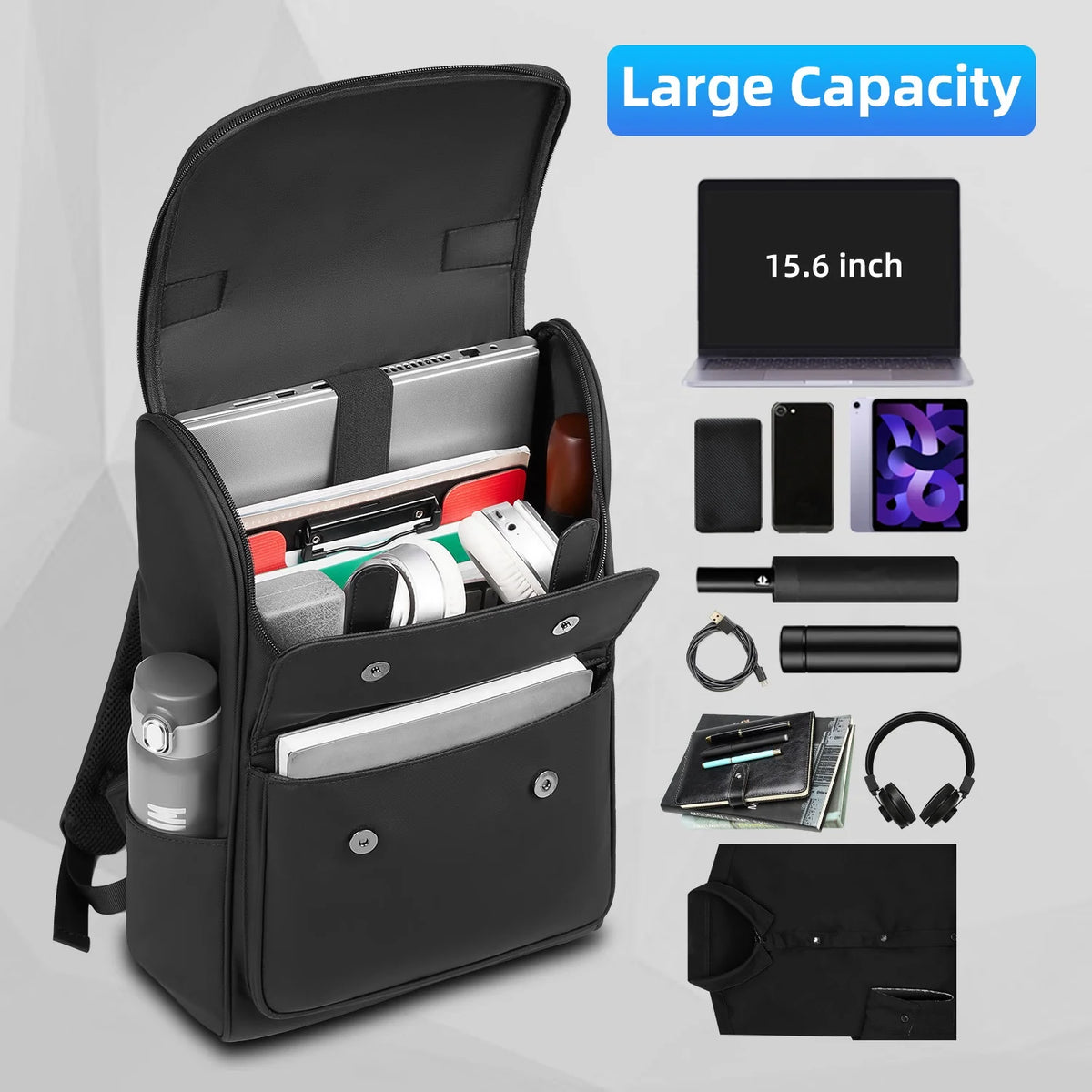 Vintage Business Backpack Waterproof Oxford Zipper Laptop Backpack with USB Charging Port for Work Travel Fits 16 Inch Laptop