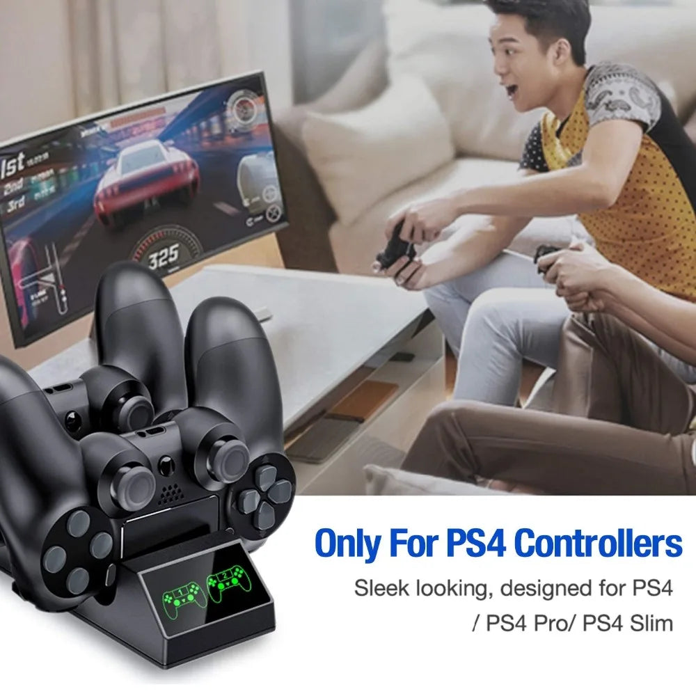 PS4 Controller Charger for Playstation 4 Charger Station with 2 Micro USB Charging Dongles Dual Charging Dock for PS4 Slim Pro