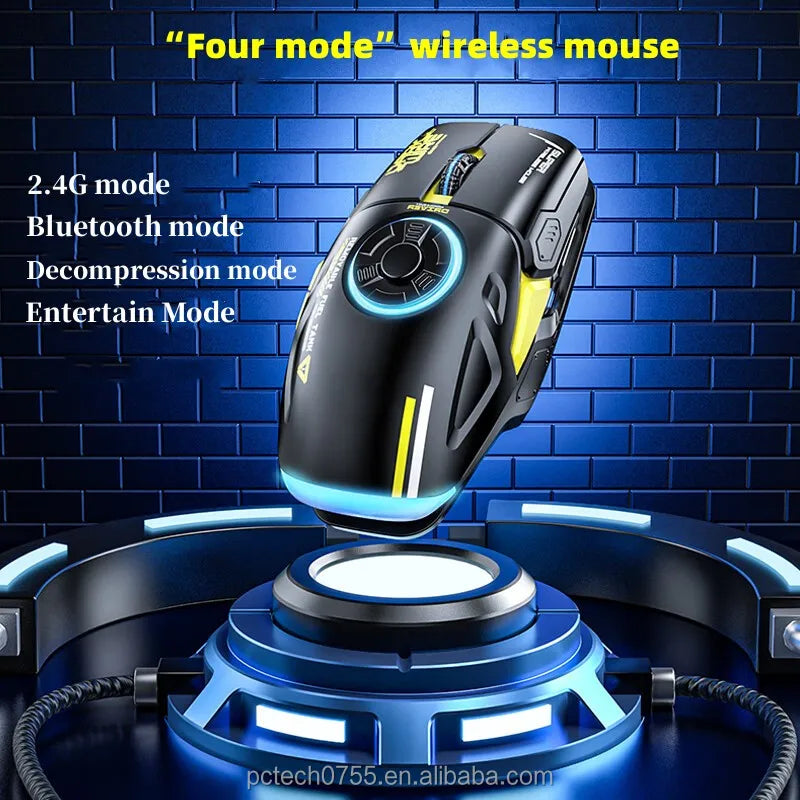 Hot Sale 2.4G Wireless BT RGB Gaming Mouse PAW3212 Sensor 4800 DPI Ergonomics Rechargeable Battery 10m Range 6 Buttons for