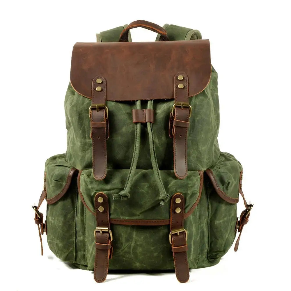 Vintage Batik Canvas Backpack Drawstring Men's Casual Bag Trend Travel Backpack Large Capacity Hiking Rucksack