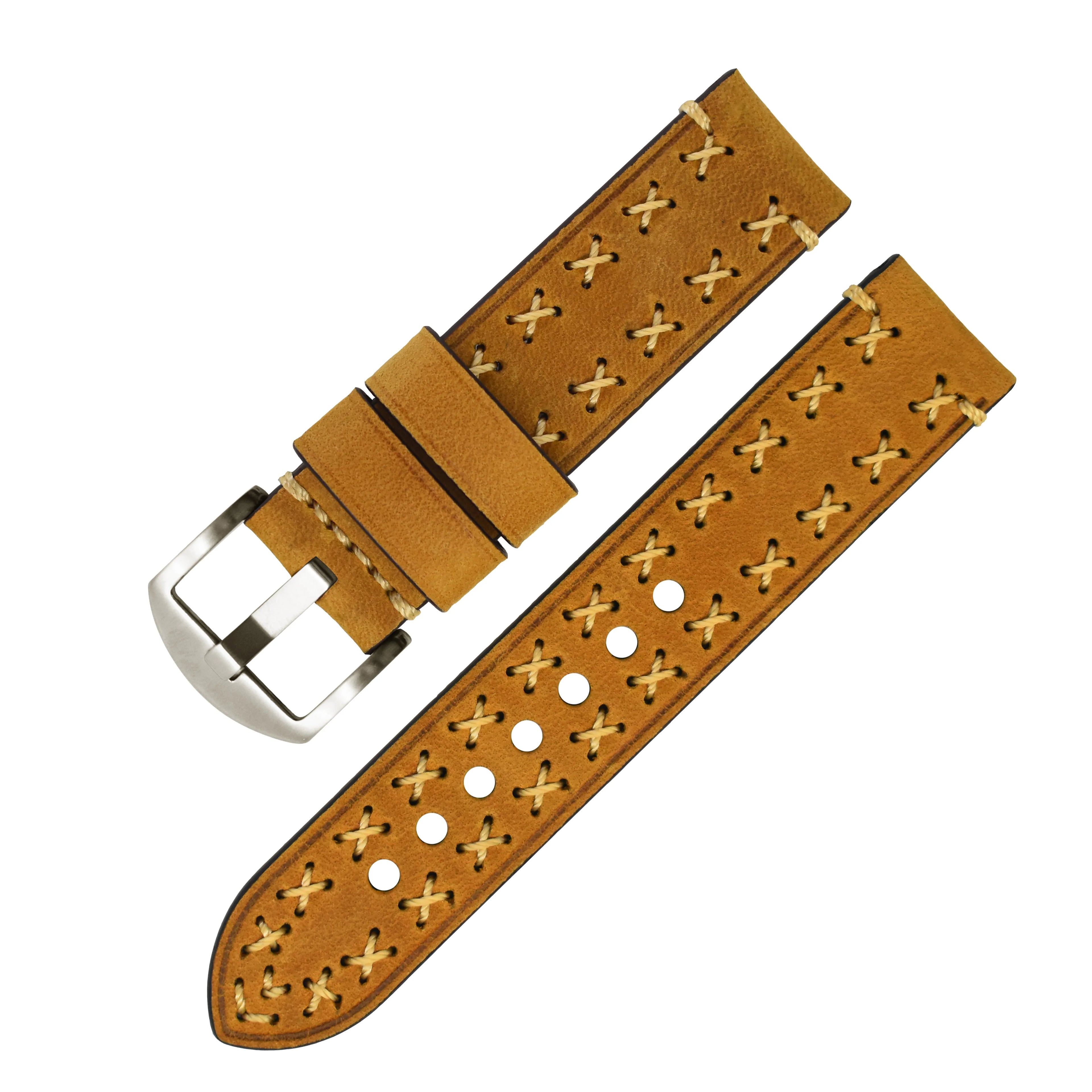 Unique Fashion 20mm 22mm 24mm 26mm Stainless Steel Buckle Genuine Leather Watch Strap Real Leather Watch Band Handmade
