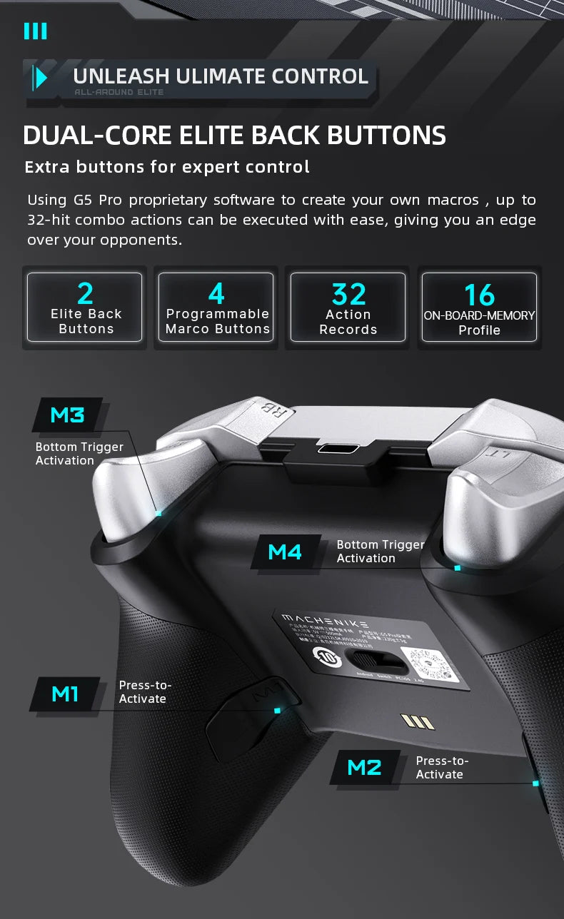Machenike G5 Pro Hall-effect Gamepad Controller BT Wireless Wired Dual Modes Joysticks Controls for Switch Consoles/PC/TV