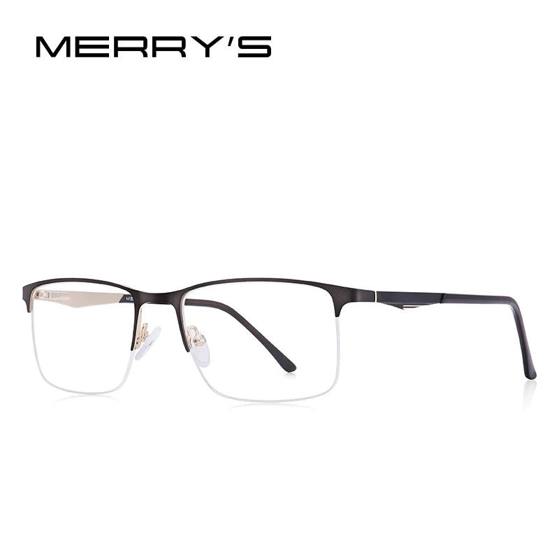 MERRYS DESIGN Men Titanium Alloy Glasses Frame Male Square Half Optical Ultralight Eye Myopia Prescription Eyeglasses S2059