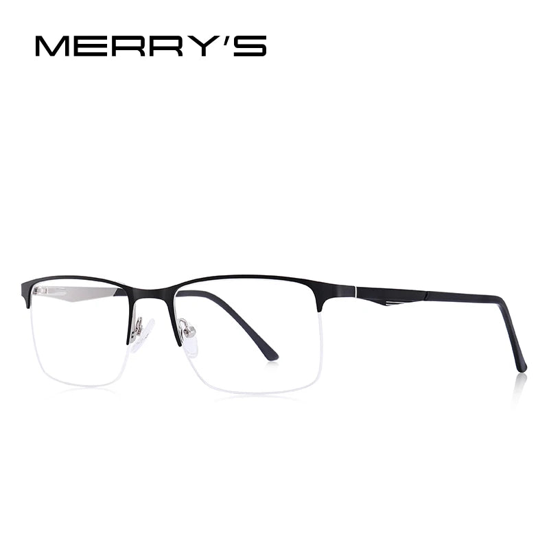 MERRYS DESIGN Men Titanium Alloy Glasses Frame Male Square Half Optical Ultralight Eye Myopia Prescription Eyeglasses S2059