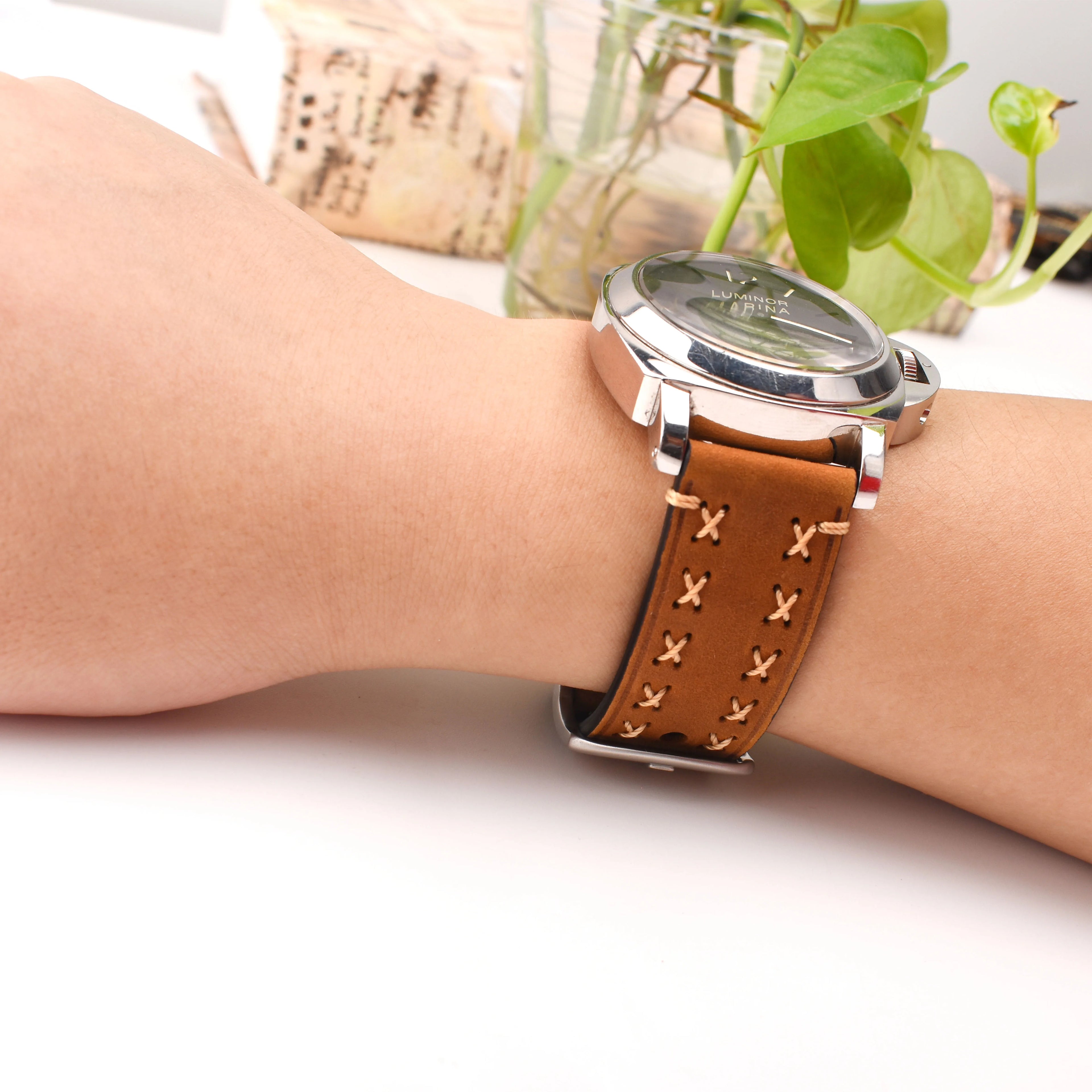 Unique Fashion 20mm 22mm 24mm 26mm Stainless Steel Buckle Genuine Leather Watch Strap Real Leather Watch Band Handmade