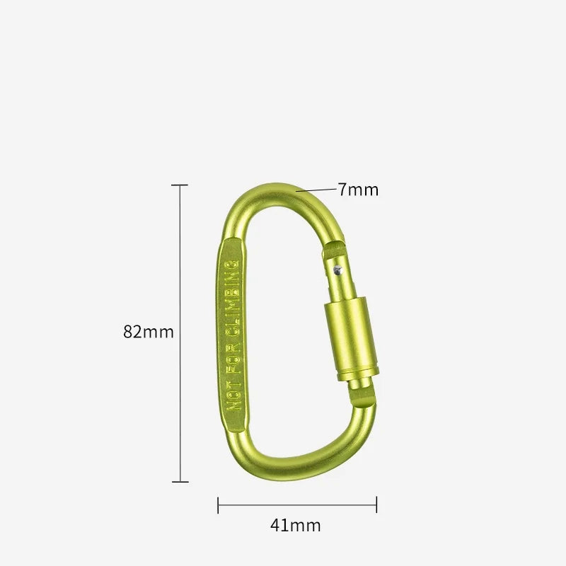 High Quality 8# Aluminum Alloy D-Shaped Carabiner Spring Snap Hook Keychain Clip Screw Locking for Outdoor Tours Camping Hiking