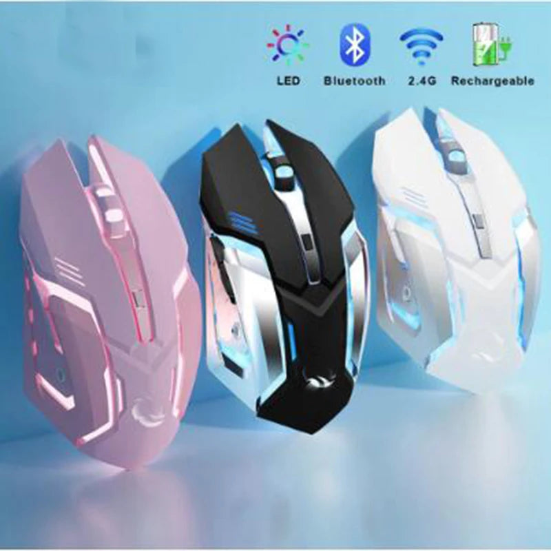 Ergonomic 7-Keys Gaming Mouse LED Backlit Rechargeable 2.4G Wireless Mute 3D Right-handed Mouse for Computer Laptop IOS Android