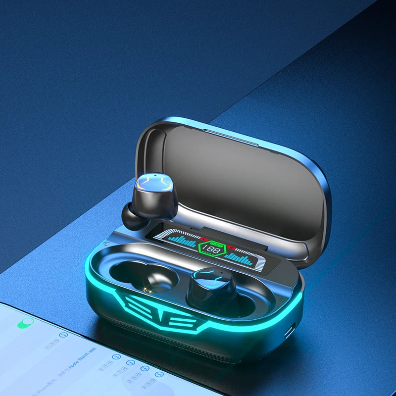 GQ-10 Sports Wireless Gaming Earphones Light Digital Display Headset Stereo HiFi In-Ear TWS Earbuds with Power Bank