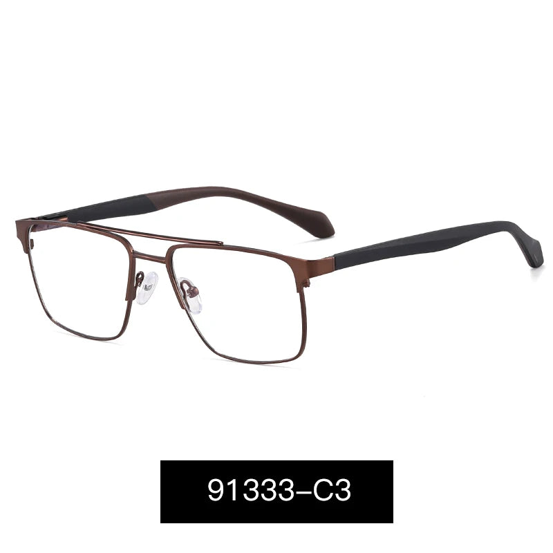 MS 91333 2024 New Men's Double Nose Bridge Eyeglasses Fashion Metal Square Optical Anti-Blue Light Custom Photochromic Frame