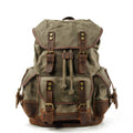 High Quality Mens Leather Travel Bag Waterproof Canvas Mountaineering Backpack Large Capacity Backpack Men Rucksack