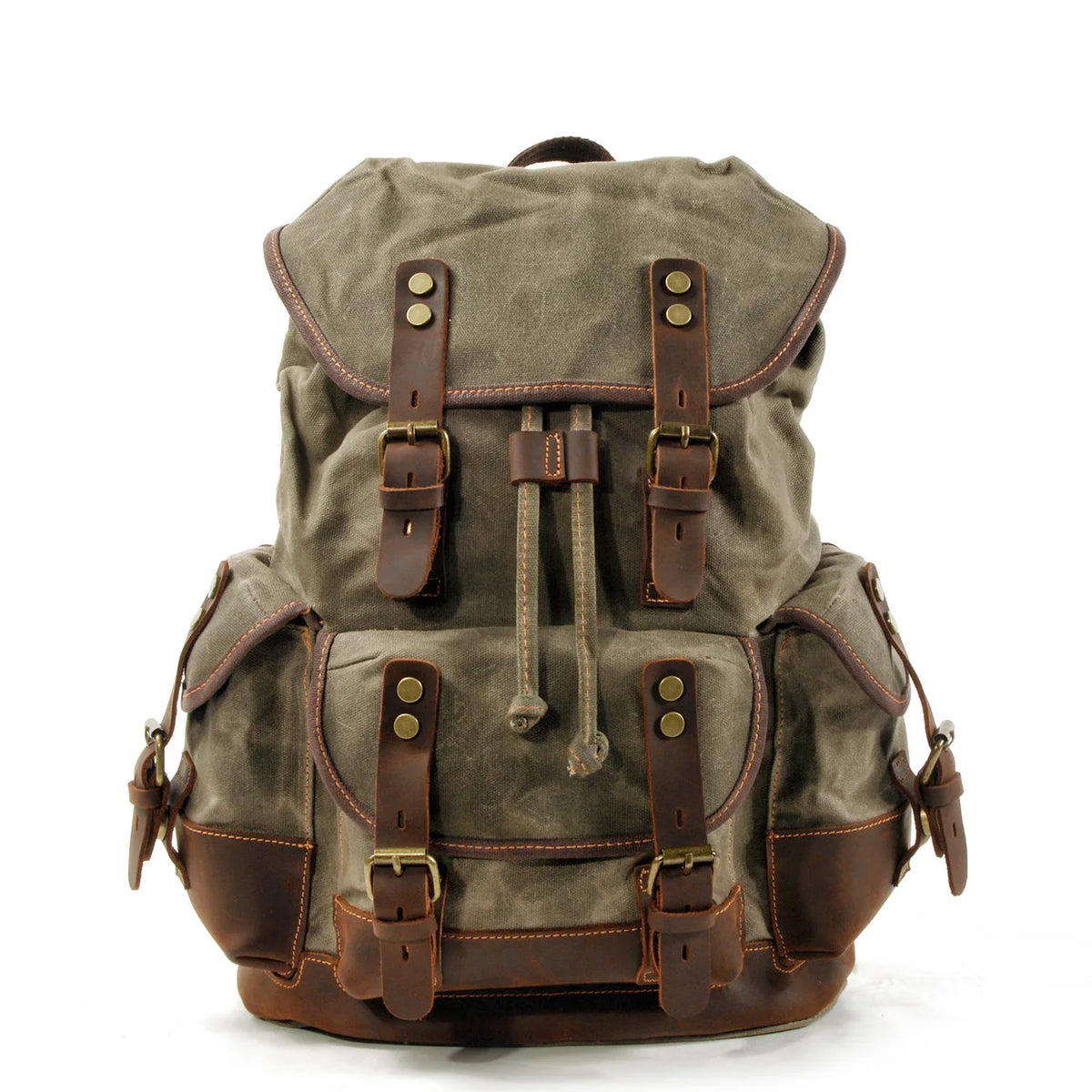 High Quality Mens Leather Travel Bag Waterproof Canvas Mountaineering Backpack Large Capacity Backpack Men Rucksack