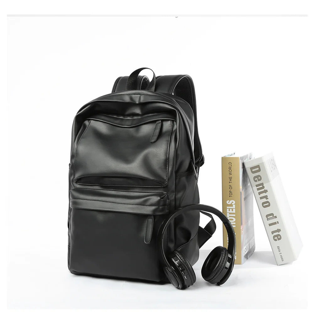 MOYYI PU Leather Bags for Men Backpack School Bag Business Leather Backpack
