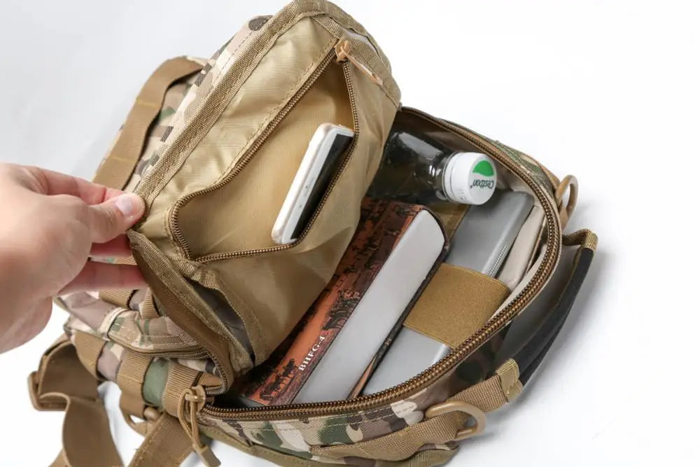 Men's Travel Sling Bag Outdoor Shoulder Crossbody Messenger Bag Molle Everyday Carry Day Pack with Tactical USA Flag Patch