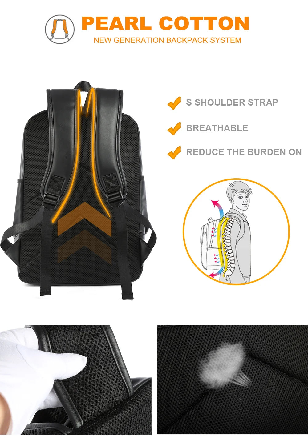 MOYYI PU Leather Bags for Men Backpack School Bag Business Leather Backpack