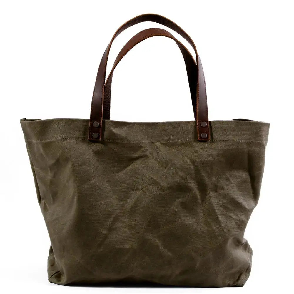 16 Ounce Oil Wax Canvas Handbag Large Capacity Handbag Cross Fashion Shoulder Bag Shopping Bag Handbag