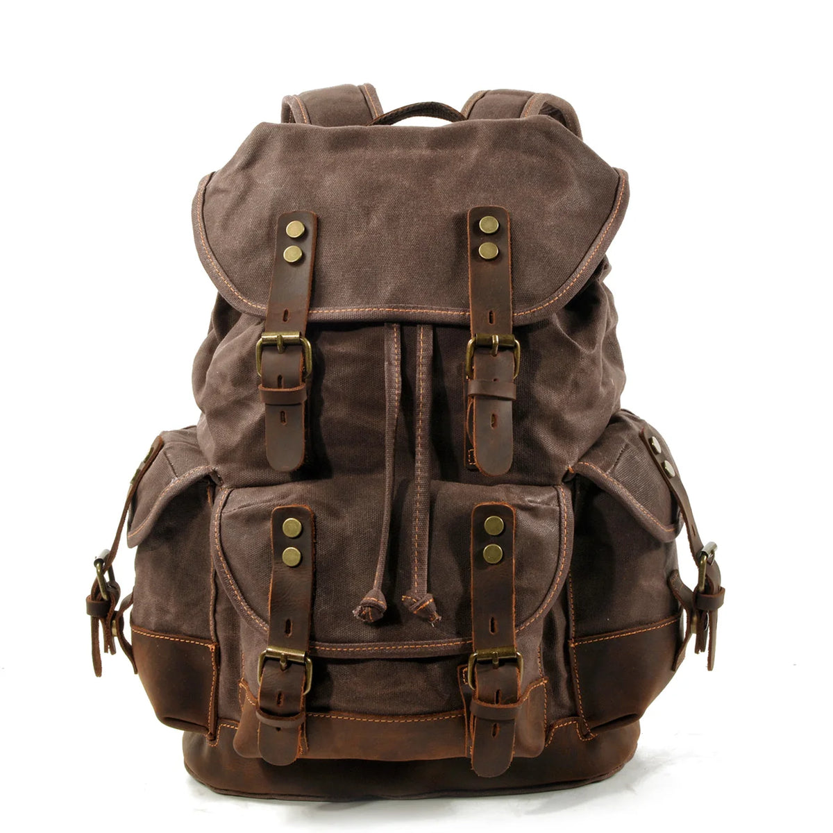 High Quality Mens Leather Travel Bag Waterproof Canvas Mountaineering Backpack Large Capacity Backpack Men Rucksack