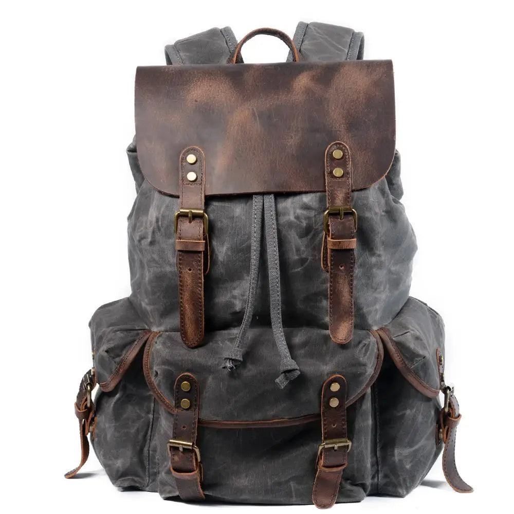 Vintage Batik Canvas Backpack Drawstring Men's Casual Bag Trend Travel Backpack Large Capacity Hiking Rucksack