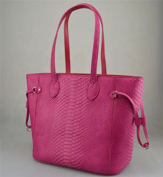 Custom Hand Made Luxury Genuine Real Snake Skin Leather Lady Classic Designer Neverfull Tote Bags Handbags Women Famous Brands