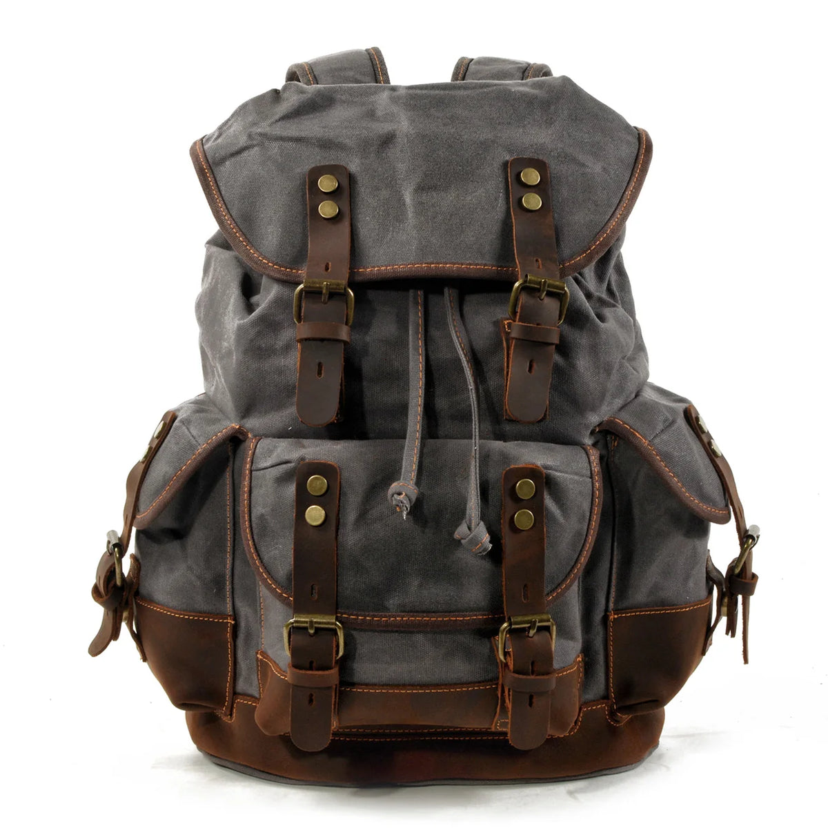 High Quality Mens Leather Travel Bag Waterproof Canvas Mountaineering Backpack Large Capacity Backpack Men Rucksack