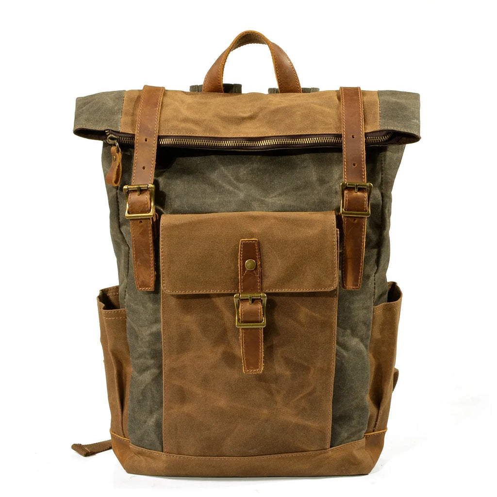Large Capacity Men's Rucksack Batik Canvas Backpack Outdoor Leisure Travel Backpack Retro Waterproof Rucksack Hiking Backpack