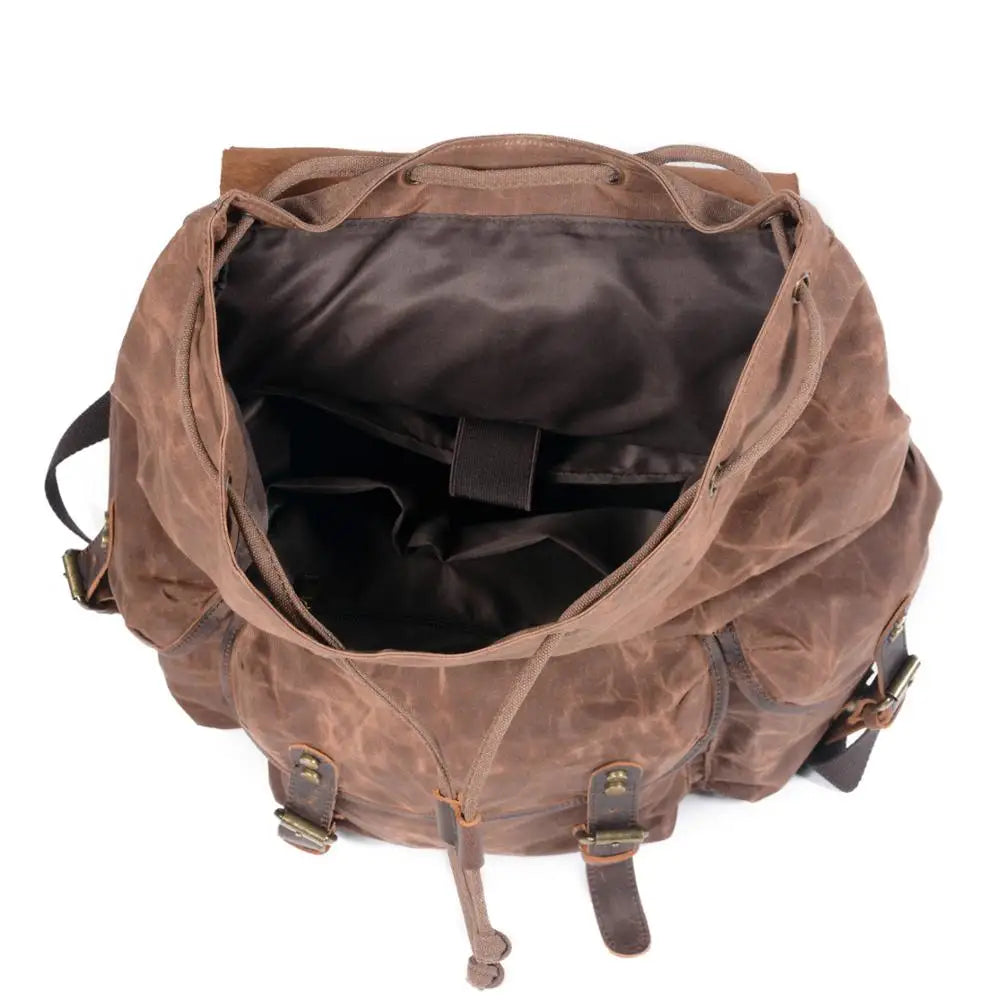 Vintage Batik Canvas Backpack Drawstring Men's Casual Bag Trend Travel Backpack Large Capacity Hiking Rucksack