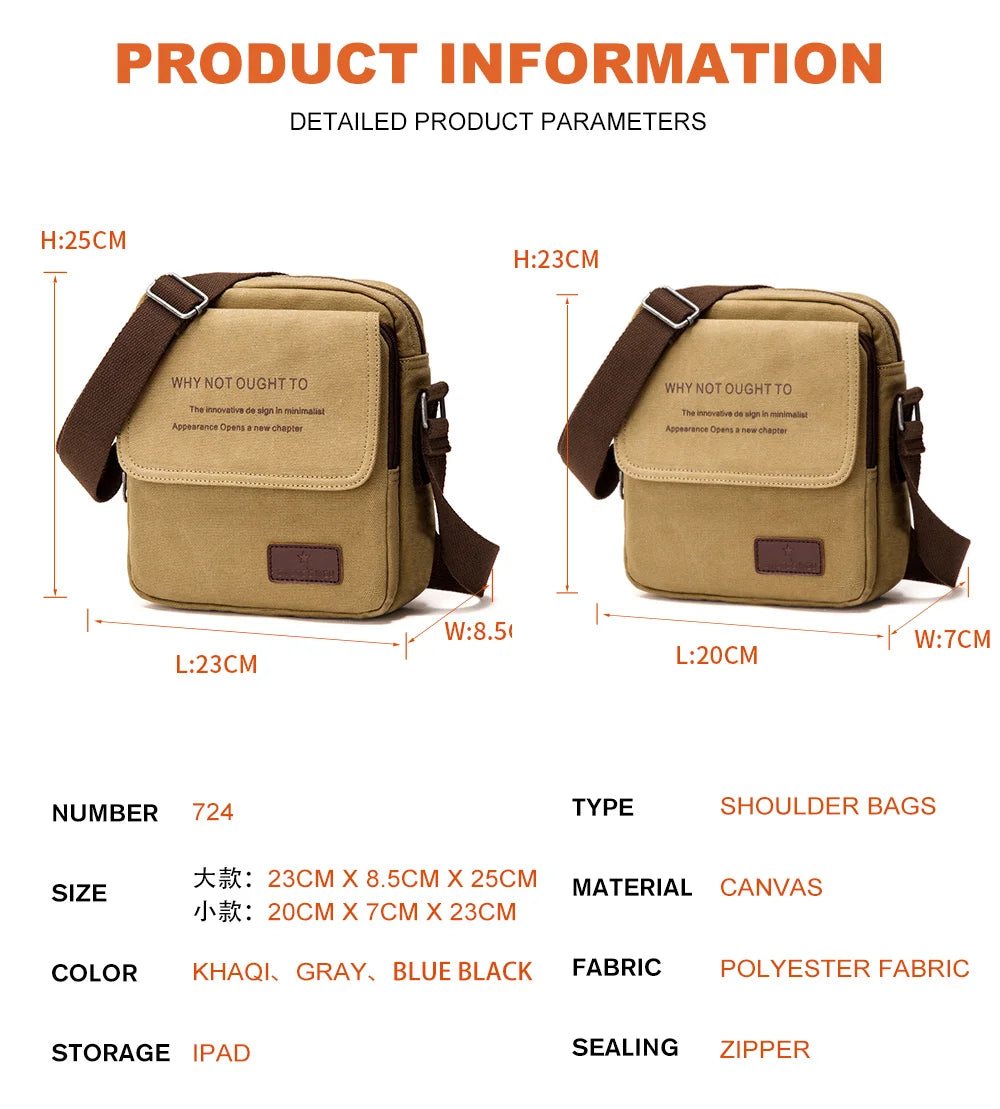 Bike Messenger Shoulder Bags for Men Outdoor Vintage Canvas Crossbody Bags