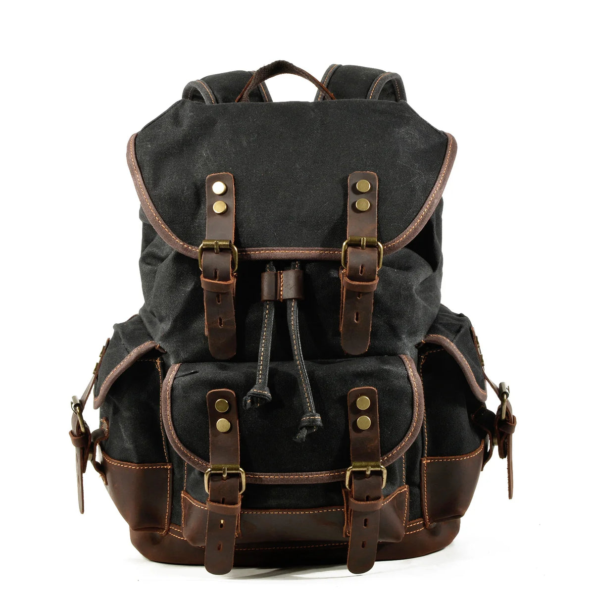 High Quality Mens Leather Travel Bag Waterproof Canvas Mountaineering Backpack Large Capacity Backpack Men Rucksack