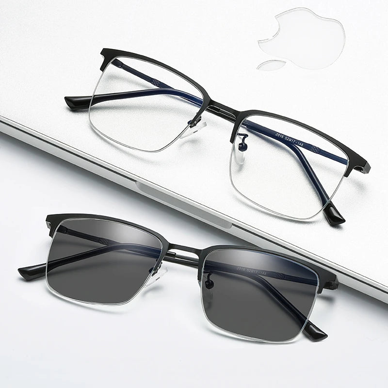 Photochromic Rectangle Half Frame UV 400 Lunettes-soleil Retro Business Oculos De Sol Fish Sunglasses Men Women Blue Ray Glasses