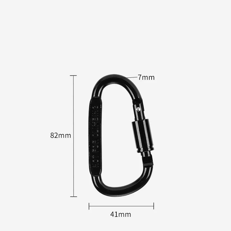 High Quality 8# Aluminum Alloy D-Shaped Carabiner Spring Snap Hook Keychain Clip Screw Locking for Outdoor Tours Camping Hiking