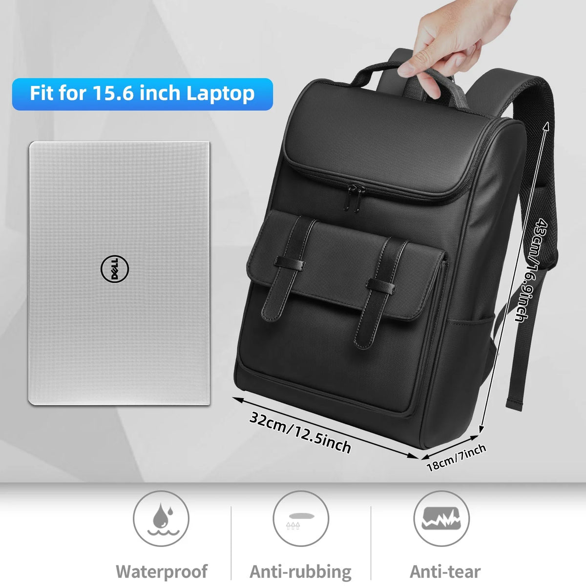 Vintage Business Backpack Waterproof Oxford Zipper Laptop Backpack with USB Charging Port for Work Travel Fits 16 Inch Laptop