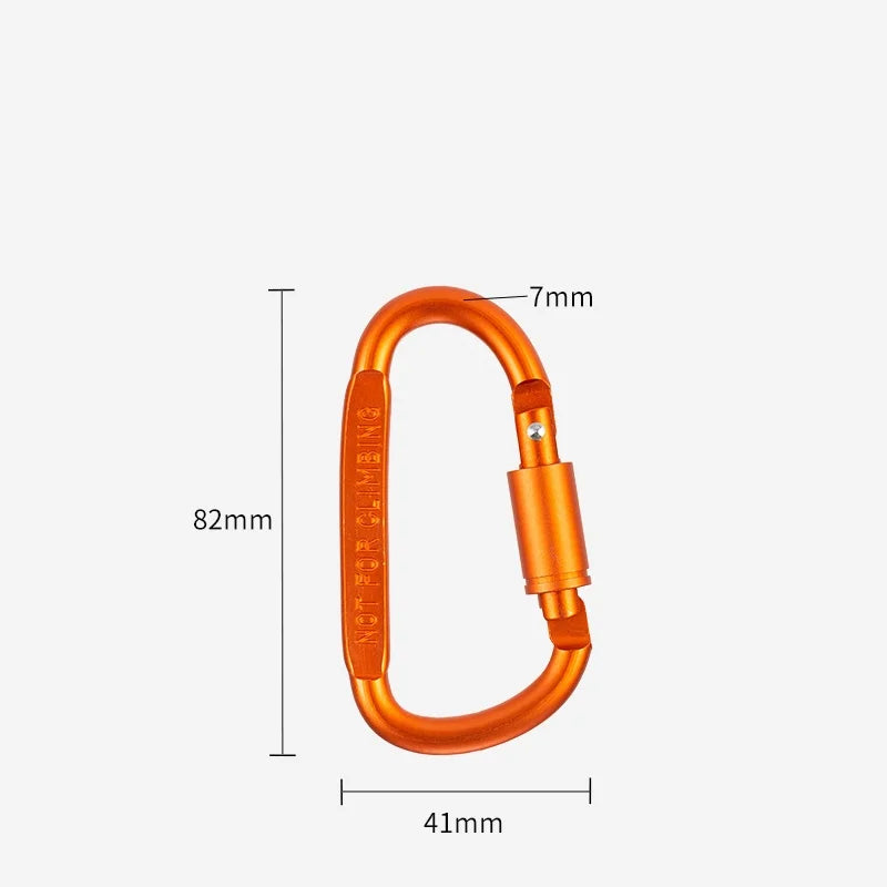 High Quality 8# Aluminum Alloy D-Shaped Carabiner Spring Snap Hook Keychain Clip Screw Locking for Outdoor Tours Camping Hiking