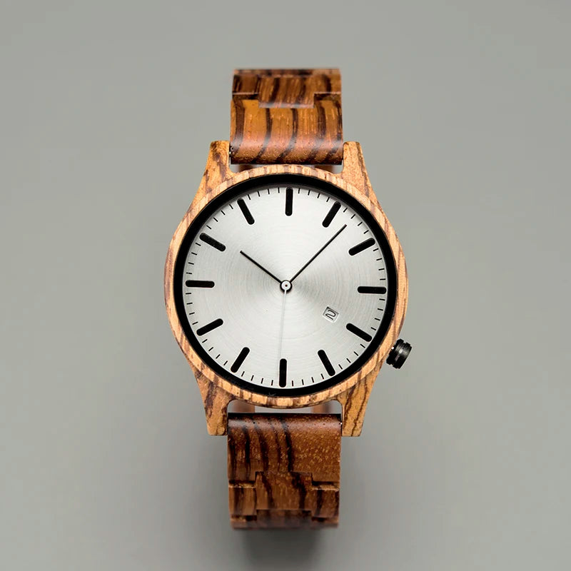 For DODO DEER Custom Brand for Zebra Wood Watch for Men Quartz Movement Wristwatch Calendar 43mm Dial Diameter 20mm Band Width