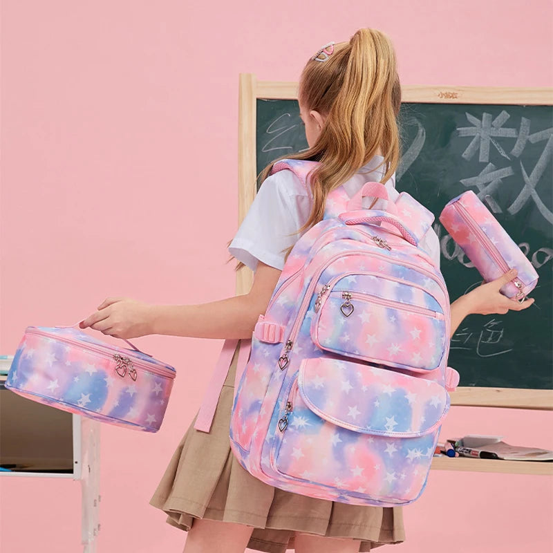 School Bag for Girls Youth Stitch Backpack 3 Pcs/Set Children Book Bag Waterproof School Pencil Case Mochila 2025 Lunchbox