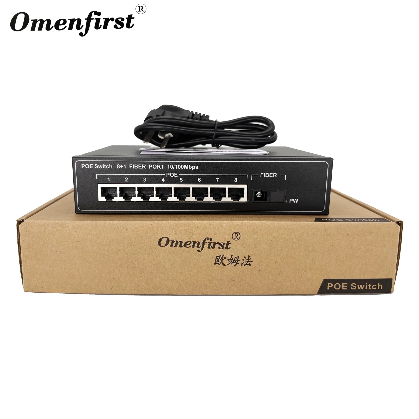 8+1 Port 10/100Mbps Unmanaged PoE Switch, 8 PoE Ports + 1 SC Fiber Uplink for CCTV NVR IP Camera