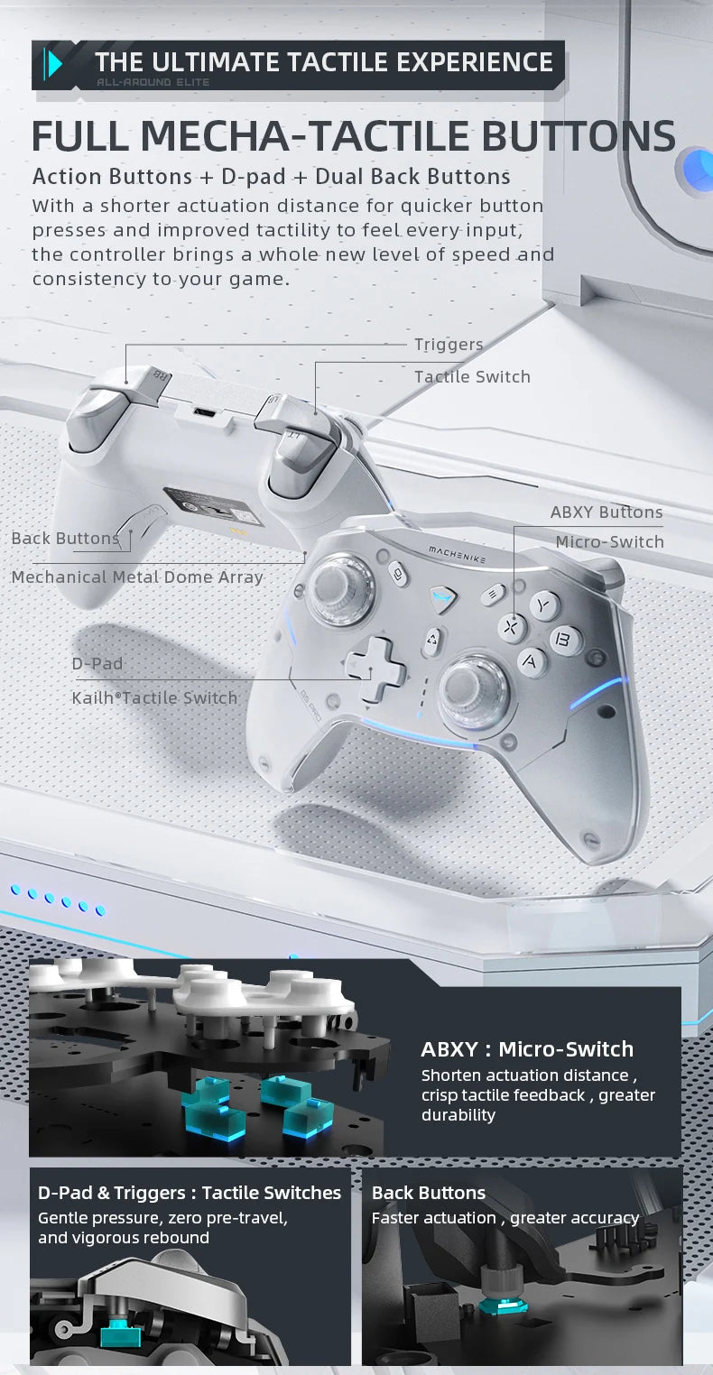 Machenike G5 Pro Hall-effect Gamepad Controller BT Wireless Wired Dual Modes Joysticks Controls for Switch Consoles/PC/TV