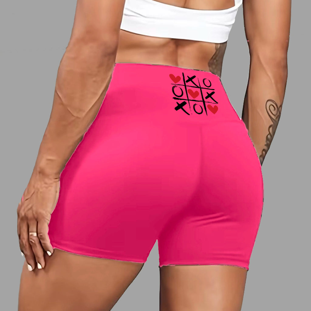 Tic-Tac-Toe Heart Print Workout Shorts Retro Game Vibe US Local Warehouse
