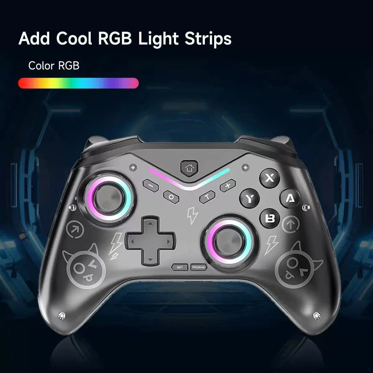 2025 New Game Joystick Controller for Switch Gamepad Double Shock Vibration Game Controller RGB Lights for Switch Pc Wireless