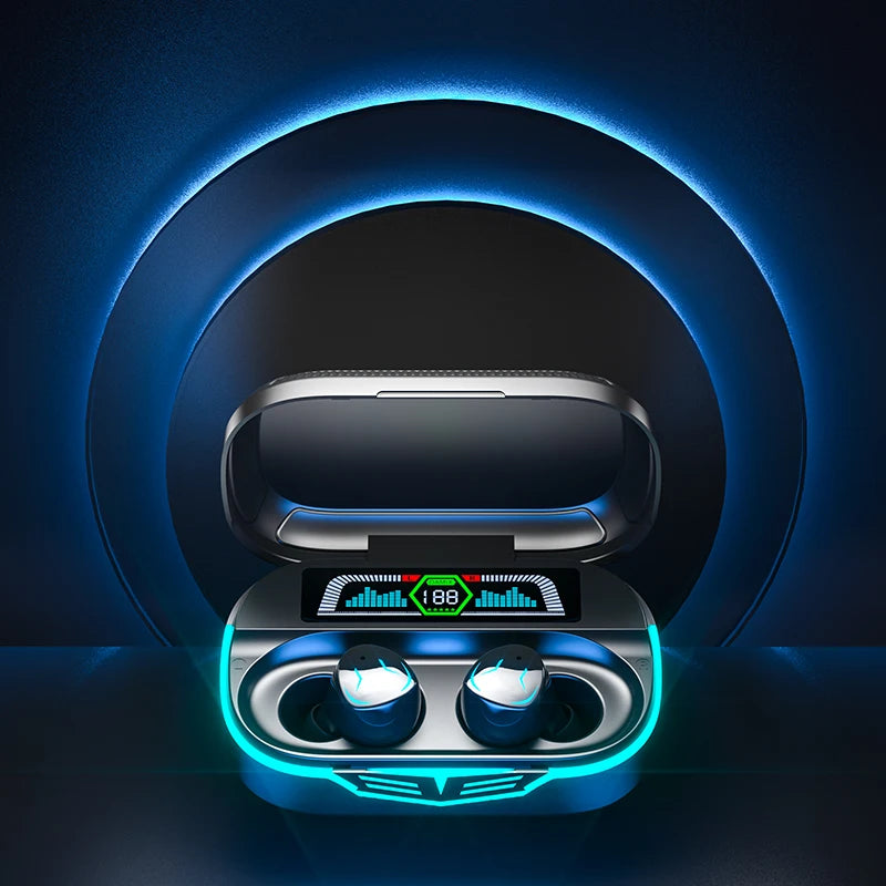 GQ-10 Sports Wireless Gaming Earphones Light Digital Display Headset Stereo HiFi In-Ear TWS Earbuds with Power Bank