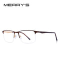 MERRYS DESIGN Men Titanium Alloy Glasses Frame Male Square Half Optical Ultralight Eye Myopia Prescription Eyeglasses S2059